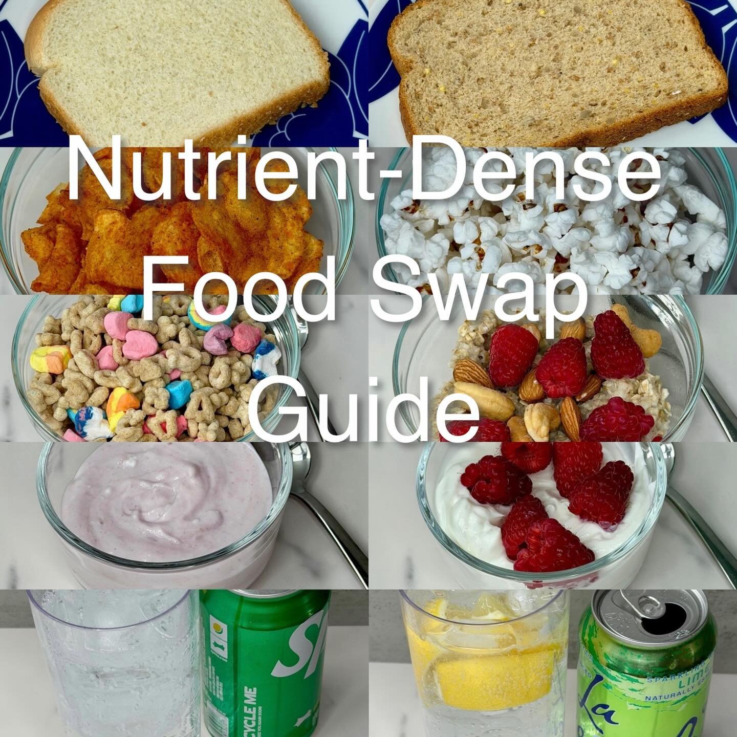 Nutrient-Dense Food Swap Guide 🥑
You don&rsquo;t need to overhaul your entire diet to eat better.
Small, intentional swaps can add more protein, fiber, vitamins, and minerals without giving up the foods you enjoy.
Try this:
 &bull; White bread &rarr