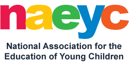 Colored logo of NAEYC with the full name, National Association for the Education of Young Children