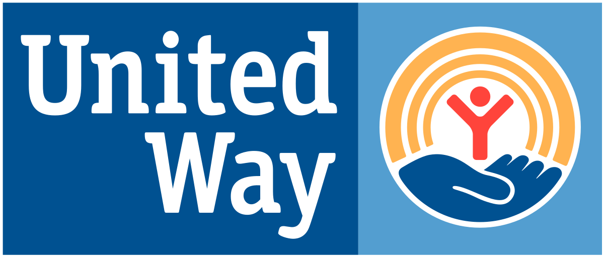 United Way logo with a stylized hand holding a person with rays of sunshine in the background.