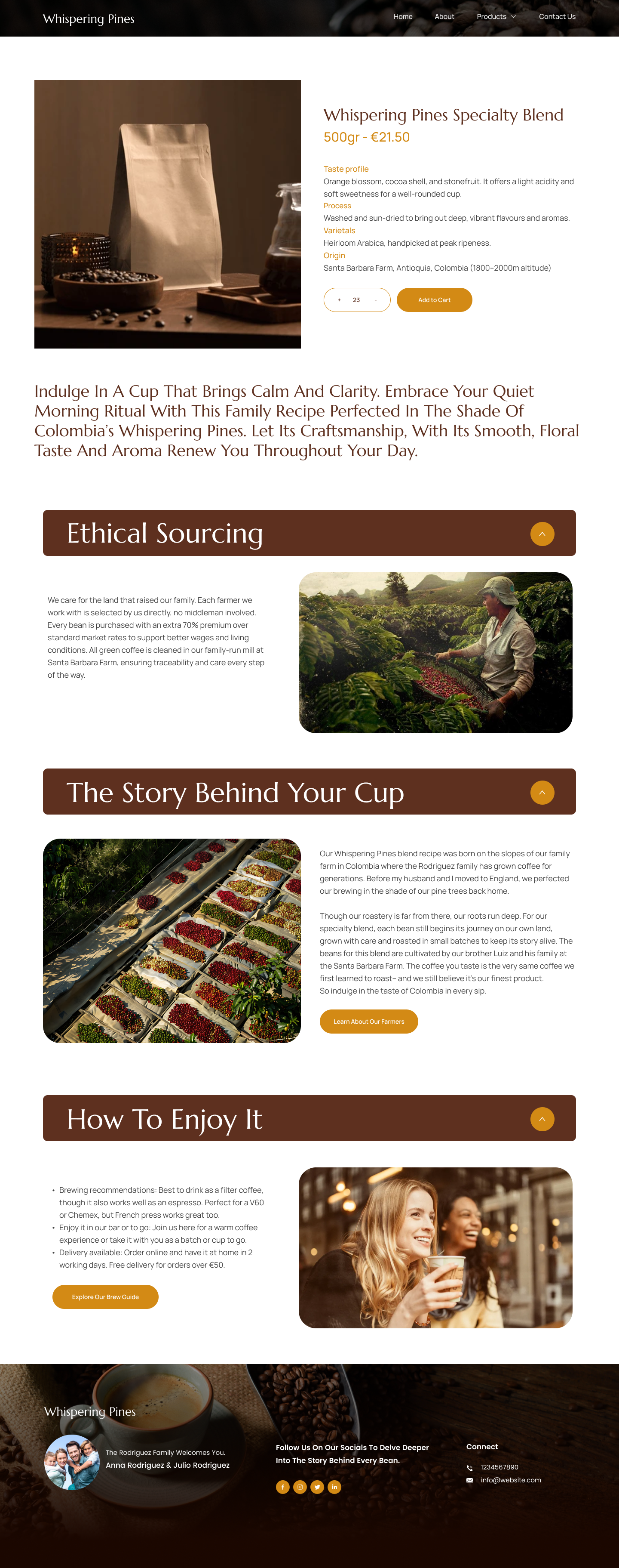 (Spec) Whispering Pines Coffee Roastery - Product Page