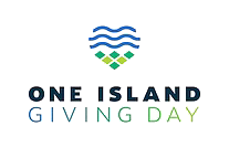 Graphic with waves and text that says "One Island, One Day"