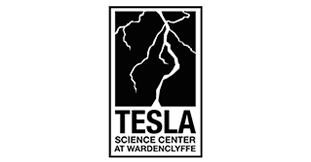 Tesla Science Center at Wardecclyffe logo featuring a lightning bolt.