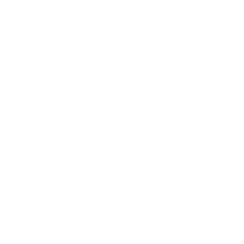 A white hand holding a white spoon, with a white eye above it on a black background.