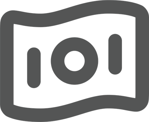 A black and gray illustration of a paper bill with the number ten on it.