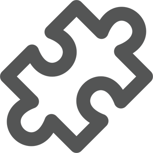 An abstract black and gray puzzle piece design with interlocking shapes.
