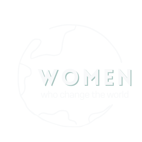 Stylized globe with text "Women who change the world."