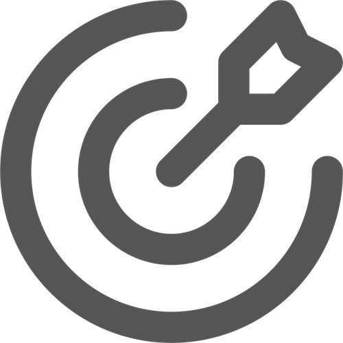 Icon of a target with an arrow hitting the bullseye.