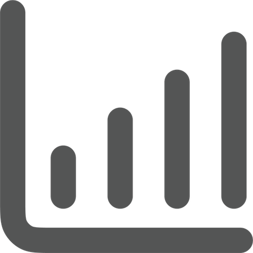 A grayscale icon of a bar chart with four vertical bars of increasing height.