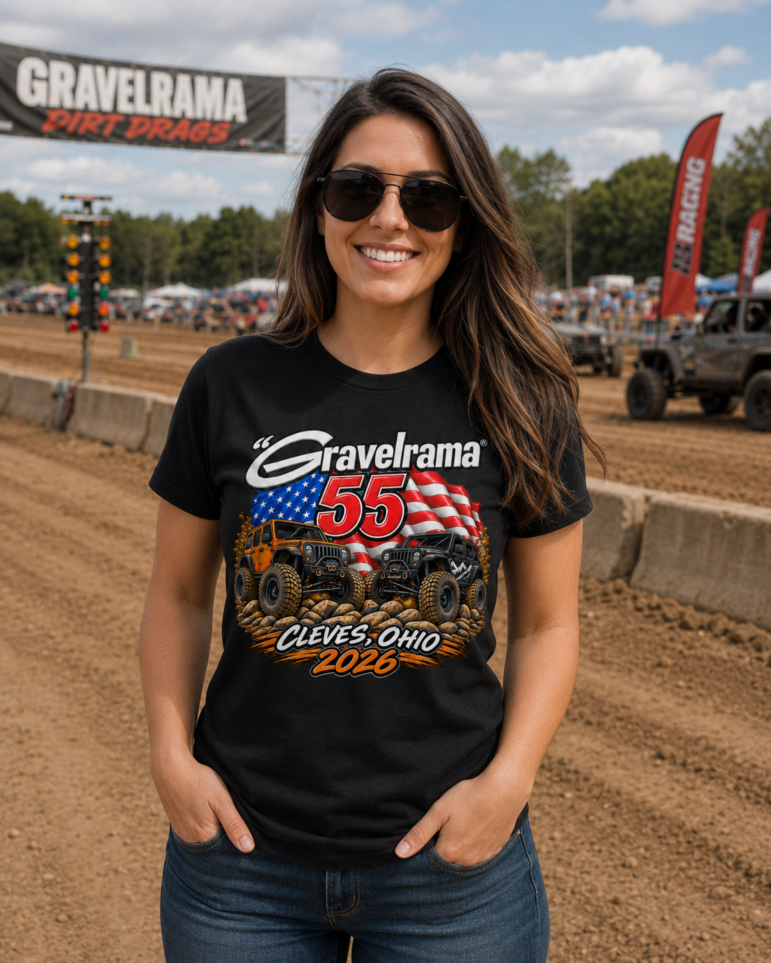 Gravel black t shirt woman.png
