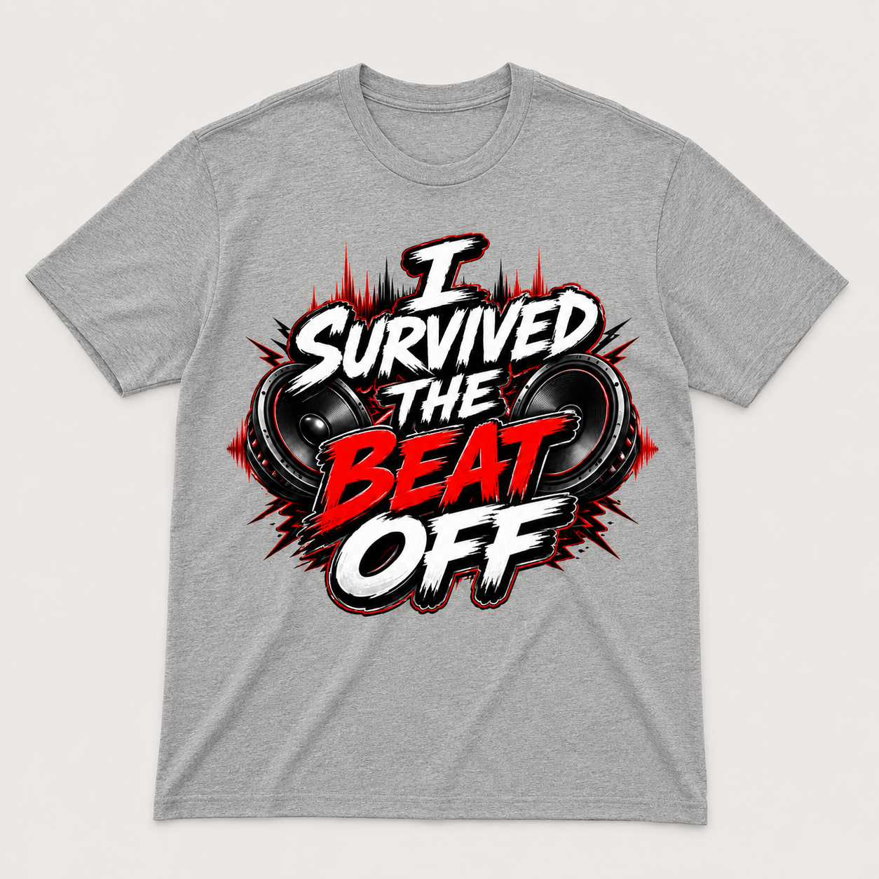 I survived the Beat OFF T SHIRT Grey.png