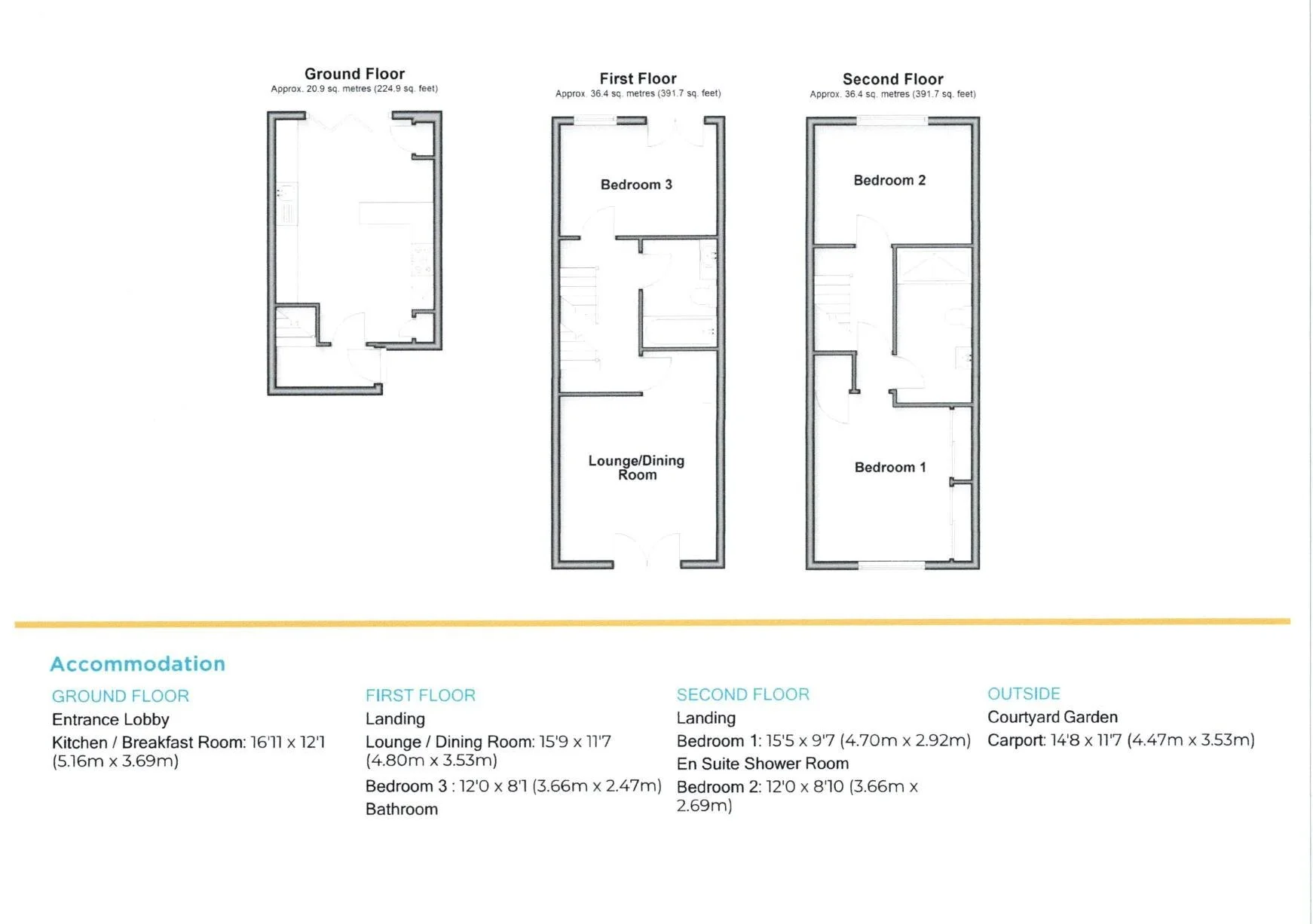 Floor plans of the townhouse on Brewery Hill, Arundel