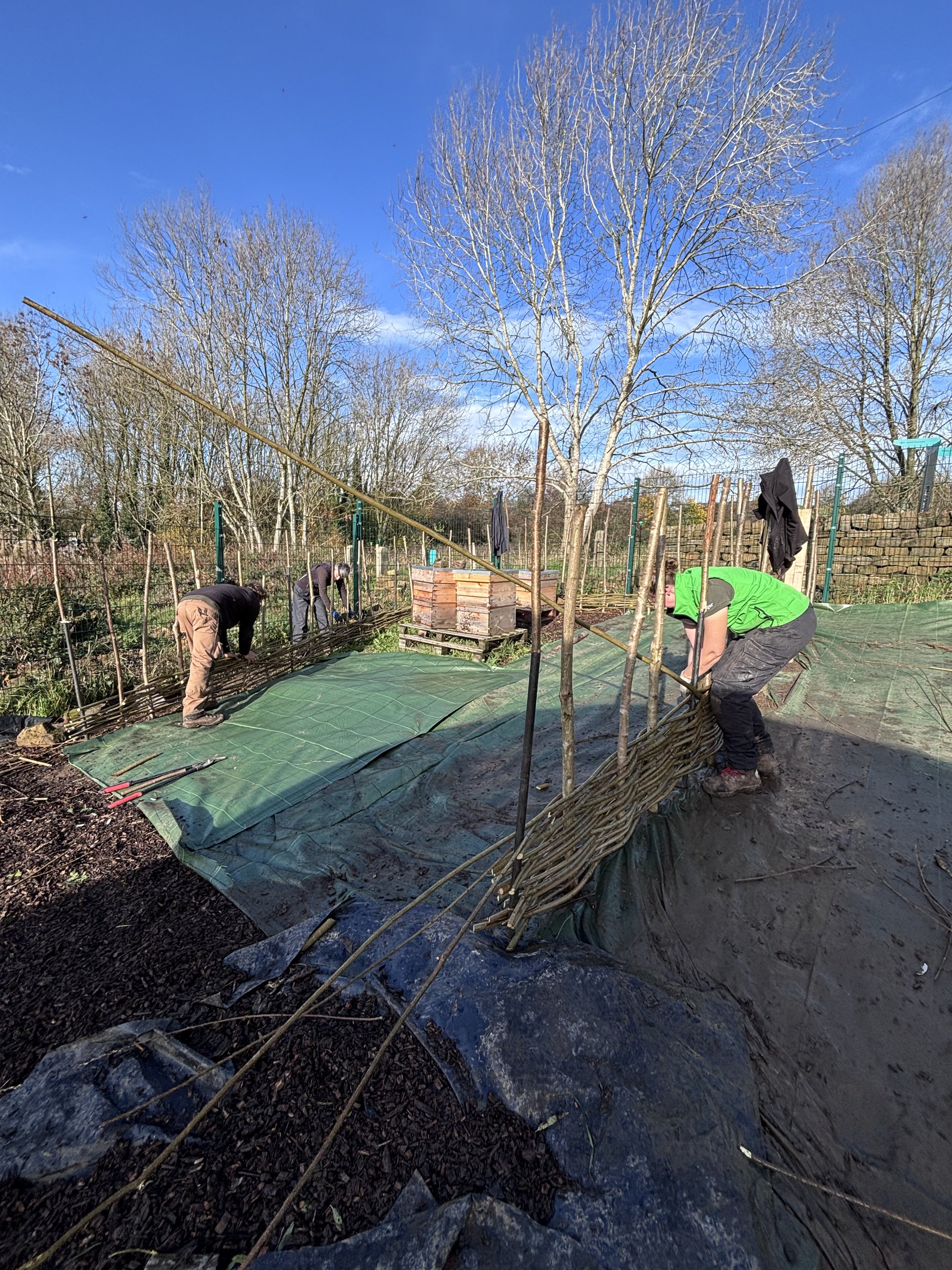 Hammering down the weave so theses no gaps with new trainees