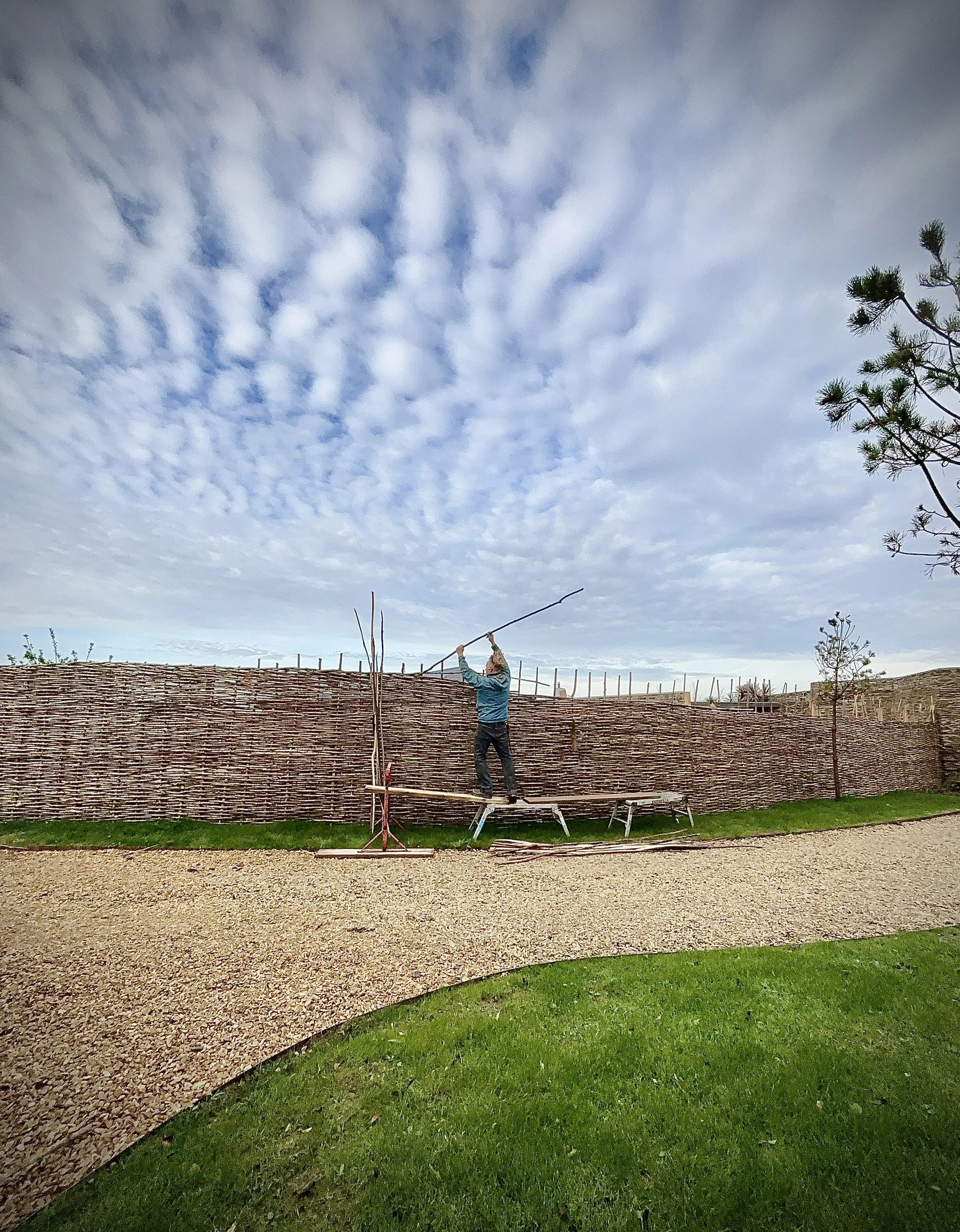 Finishing off the top section at 2m high was a little challenging.