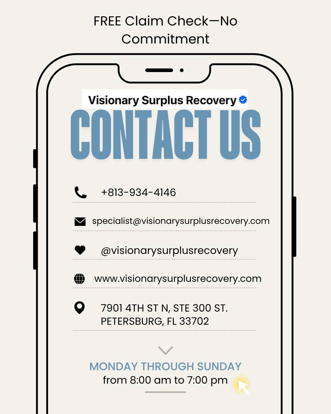 Do this today:
✅ DM us your name + property address
✅ We&rsquo;ll run a free surplus fund check
✅ No commitment required
✅ We&rsquo;ll let you know if money is waiting
It&rsquo;s that easy&mdash;and it could change your financial future.

www.visiona