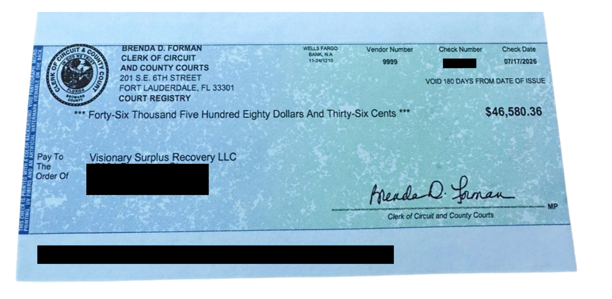 $46,580.36 that we recovered for our clients
