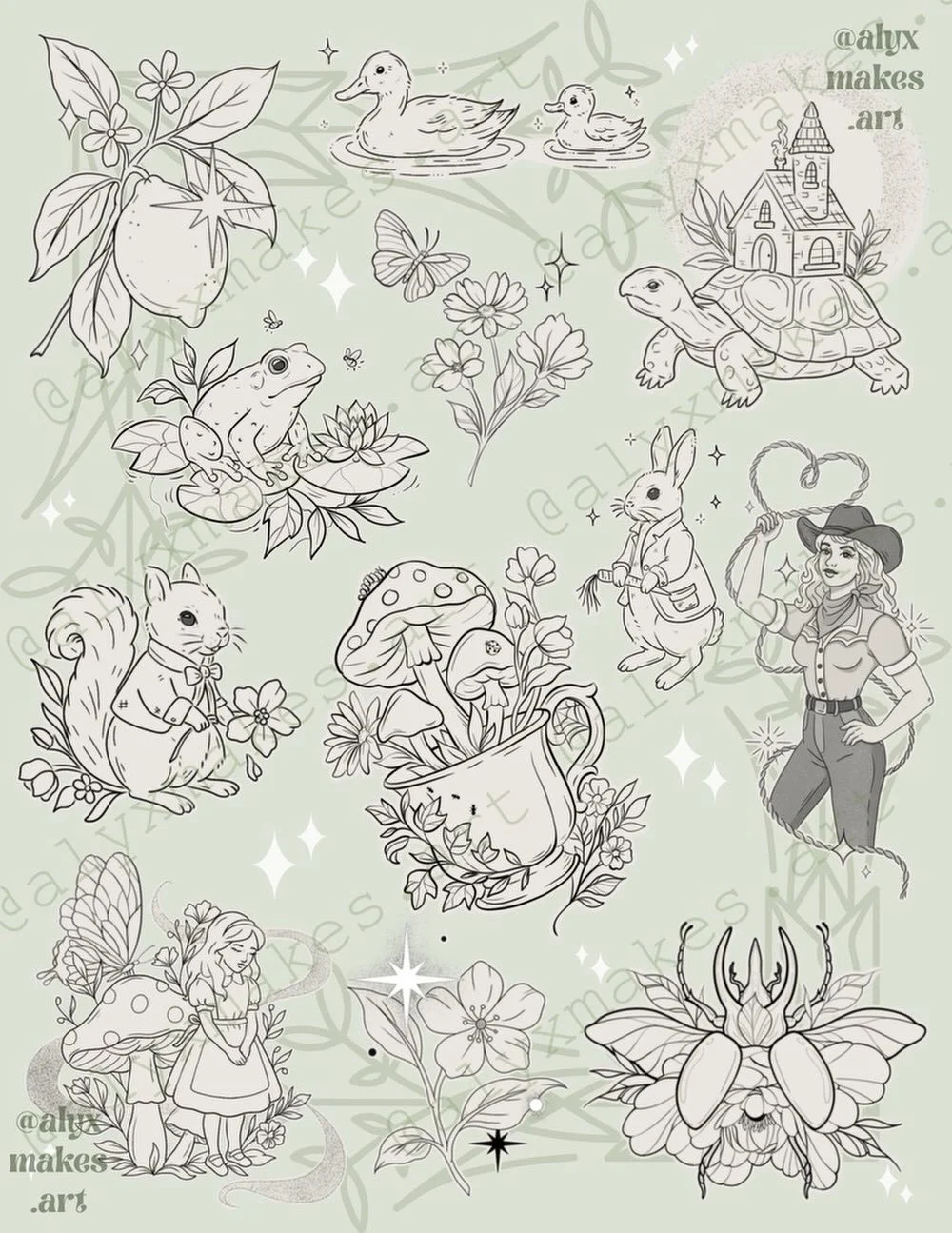 ✨ THE 12 DAYS OF CHRISTMAS FLASH EVENT ✨
🎄 FULL COLLECTION DROP 🎄
➡️ @alyxmakes.art ⬅️

All 12 flash designs are here!
This is the complete holiday flash collection created by Nicole &amp; Alyx and released over the last 12 days &mdash; now availab