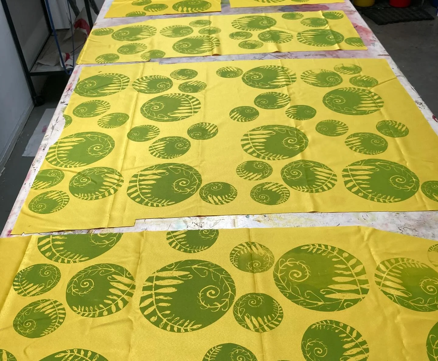 @seam_collective 
#septtextilelove25 
day 3 &ldquo;yellow&rdquo; 

 #quincejacket which had screen printing taken from an earlier Lino cut &amp; sublimation dye on the reverse side&hellip;celebrating the Spring equinox