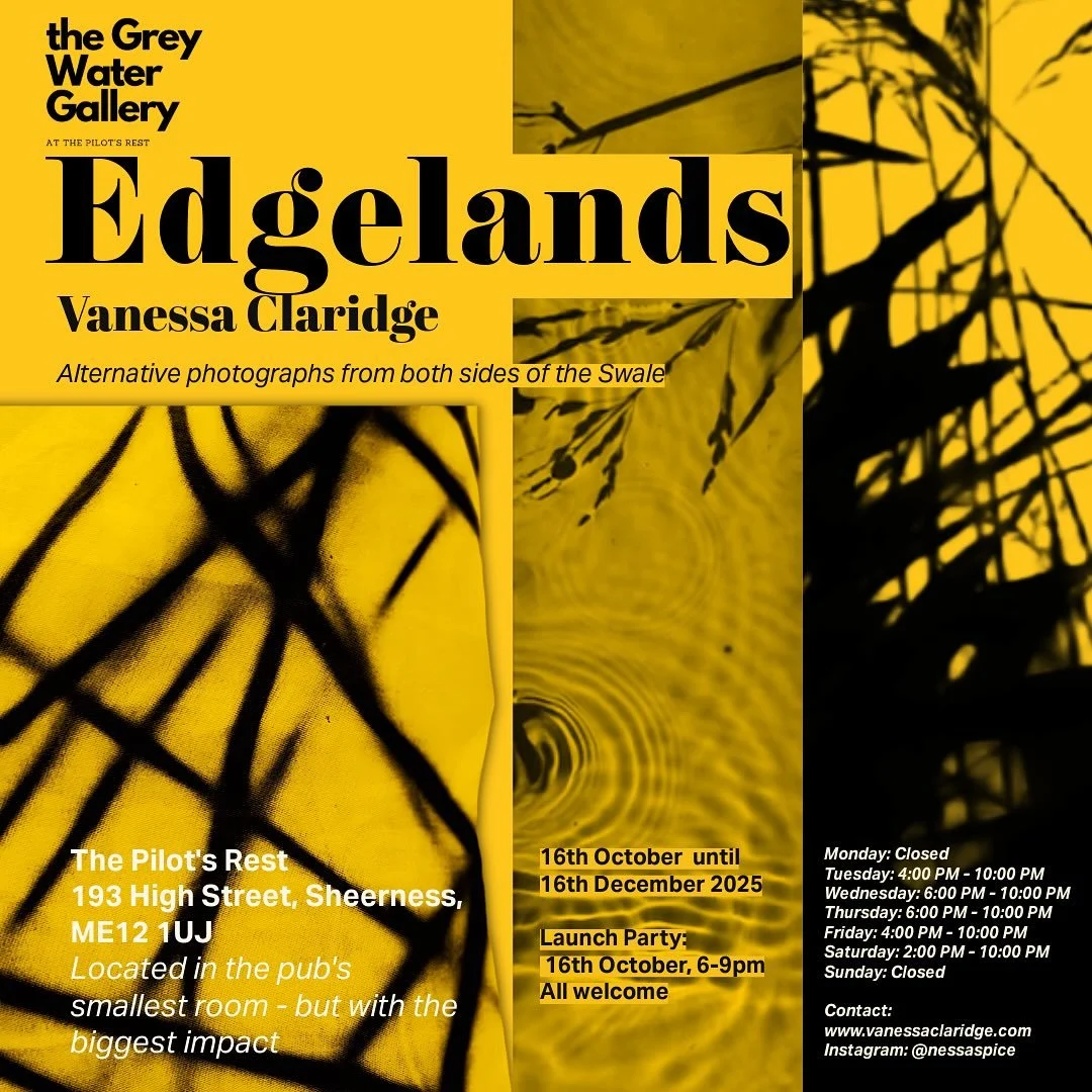 EDGELANDS 

The in-between place where land meets water&hellip; Cyanotype, pinhole and watergram photographs made in &amp; inspired by Sheppey and Oare marshes.

Opening 16th Oct at @greywatergallery (yes, it&rsquo;s in the loo at @thepilotsrest - bu