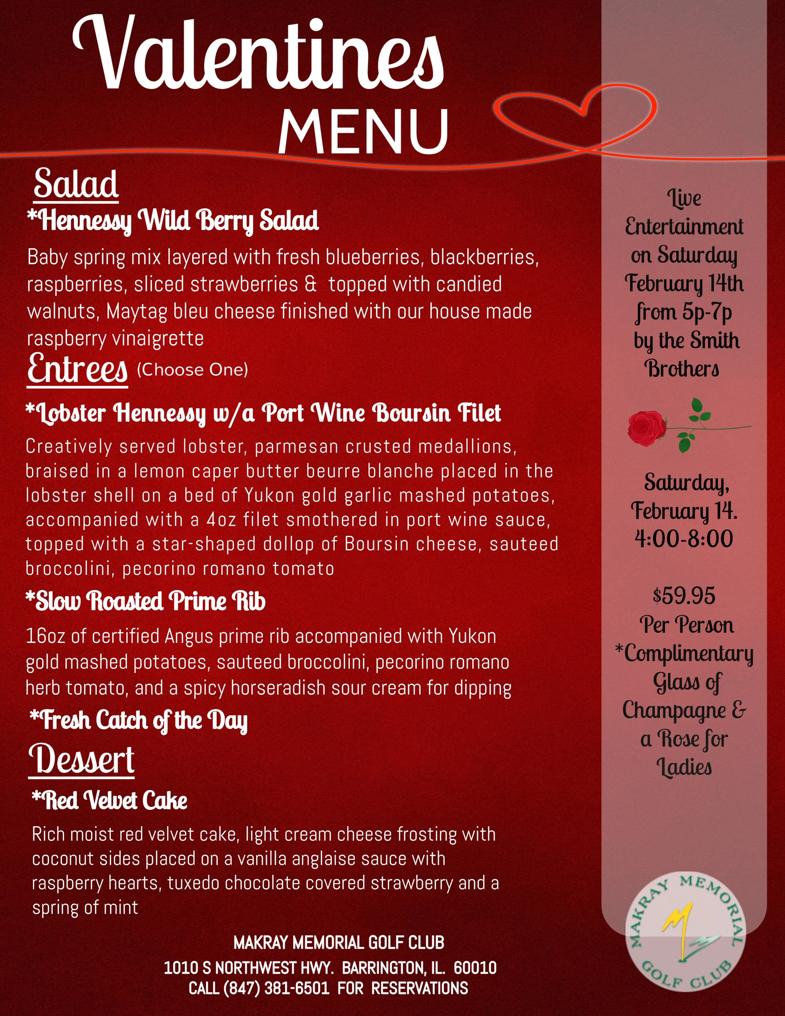 red and white valentines day menu