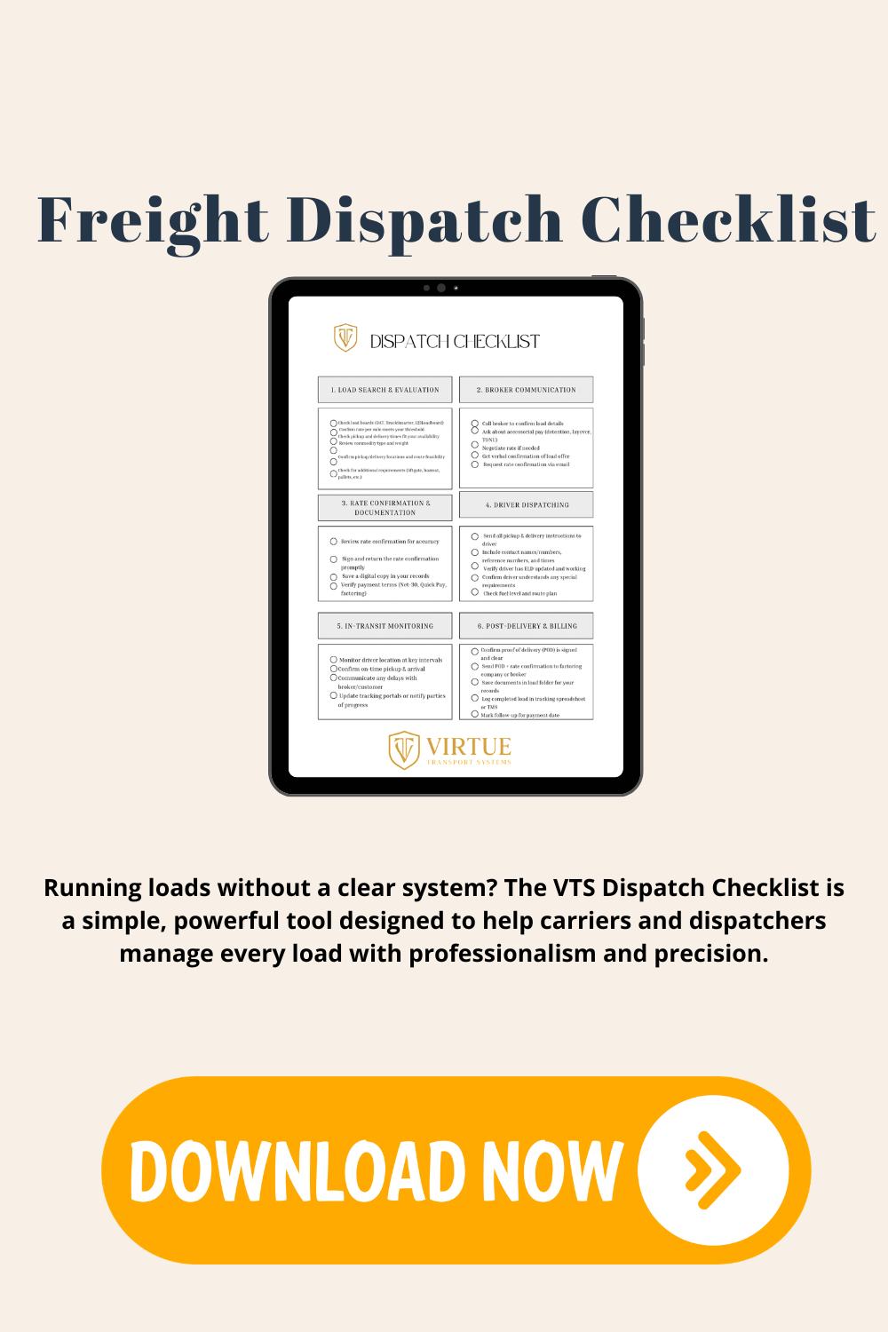 Freight Dispatch Checklist