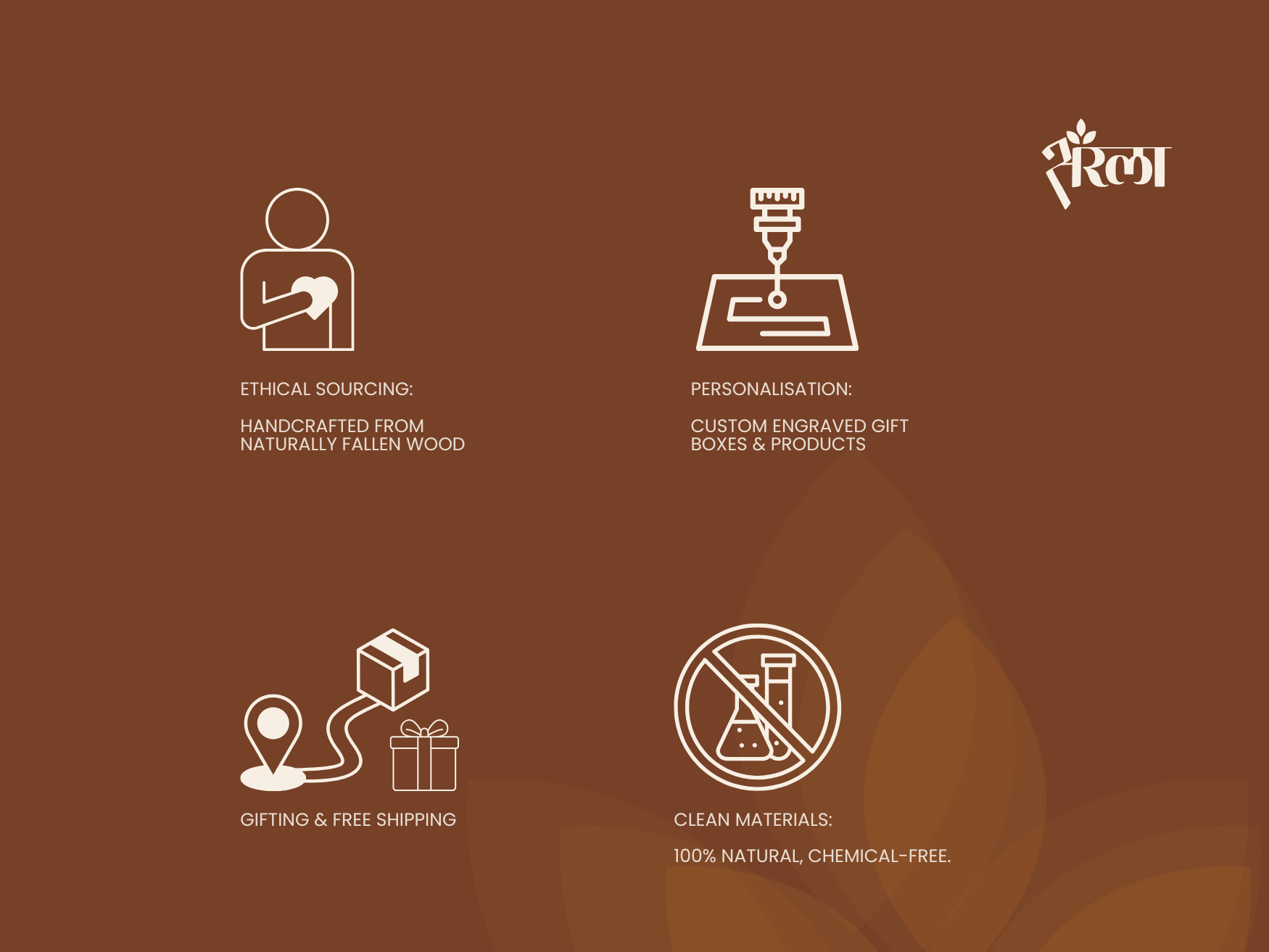 Features of handmade wooden recovery roller including ethical sourcing, personalisation, clean materials and gifting