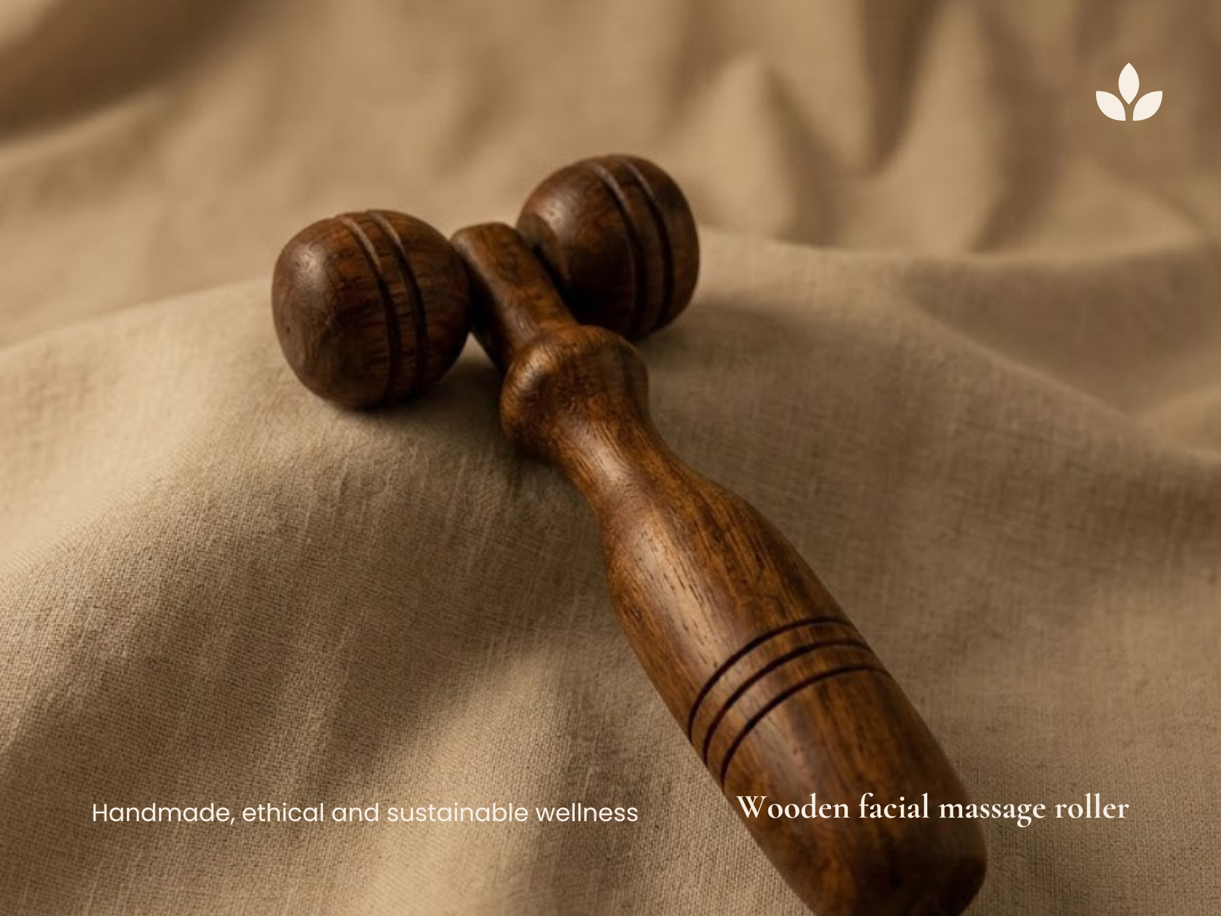 Wooden facial massage roller