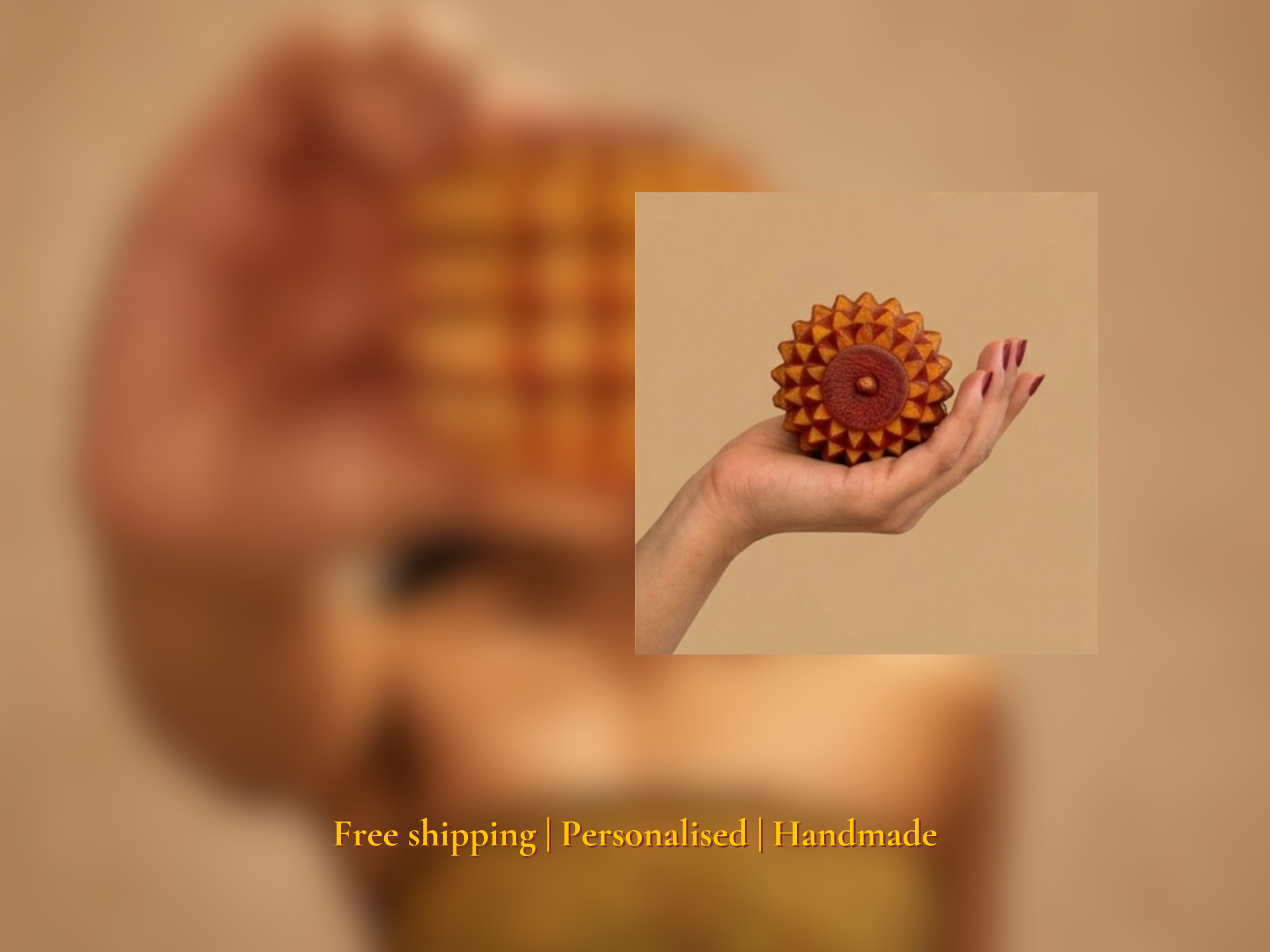 Handmade wooden reflexology ball available with personalization and worldwide shipping Handcrafted wellness gift featuring personalization and sustainable packaging