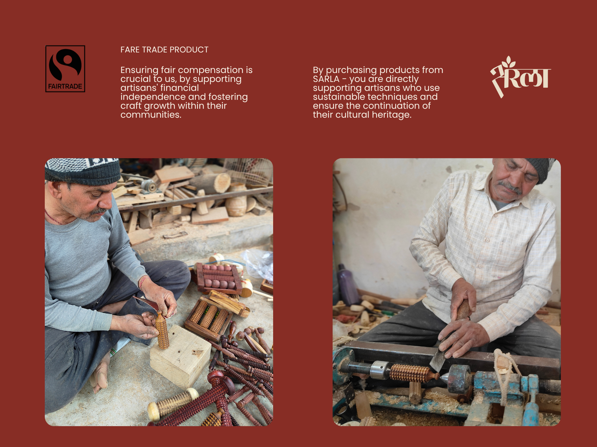 Fair trade inspired wooden porcupine massage roller handmade by artisans using sustainable craft methods.