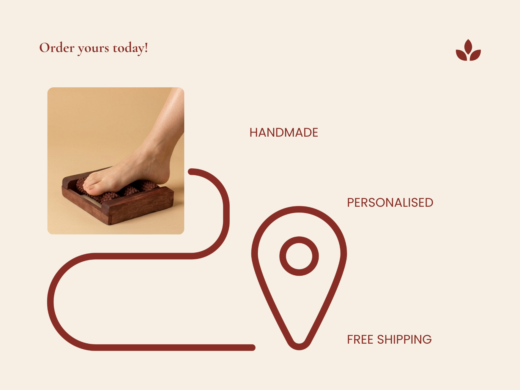 Handmade wooden foot reflexology roller with free shipping and personalisation