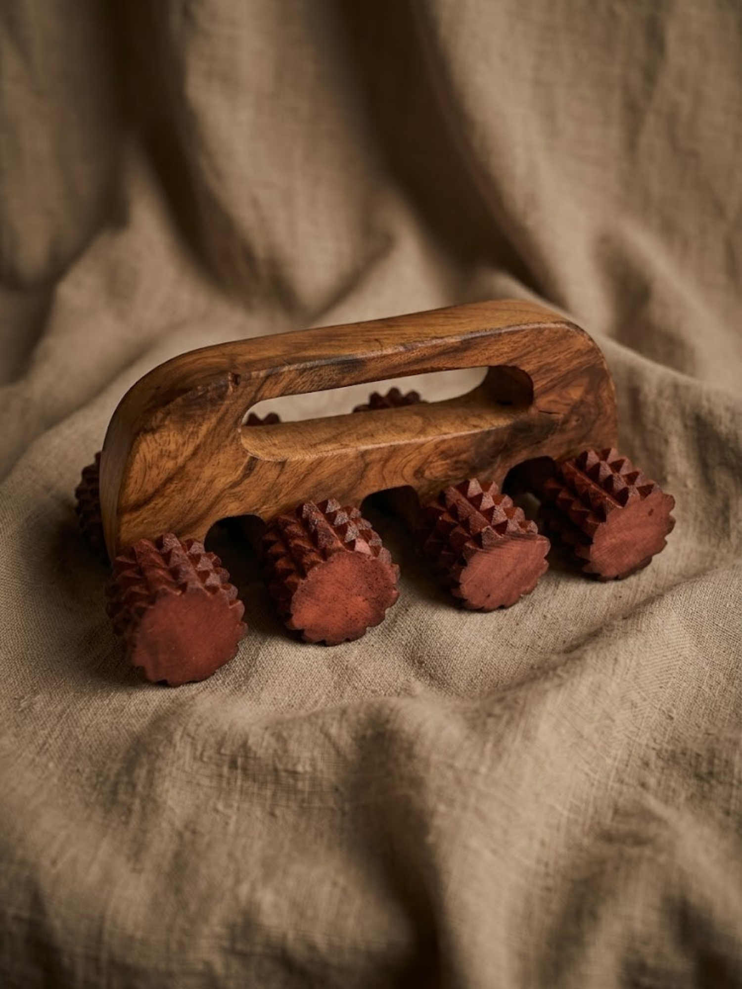 Handheld Wooden Massage Roller – Portable Reflexology Tool for Muscle Tension Relief & Relaxation