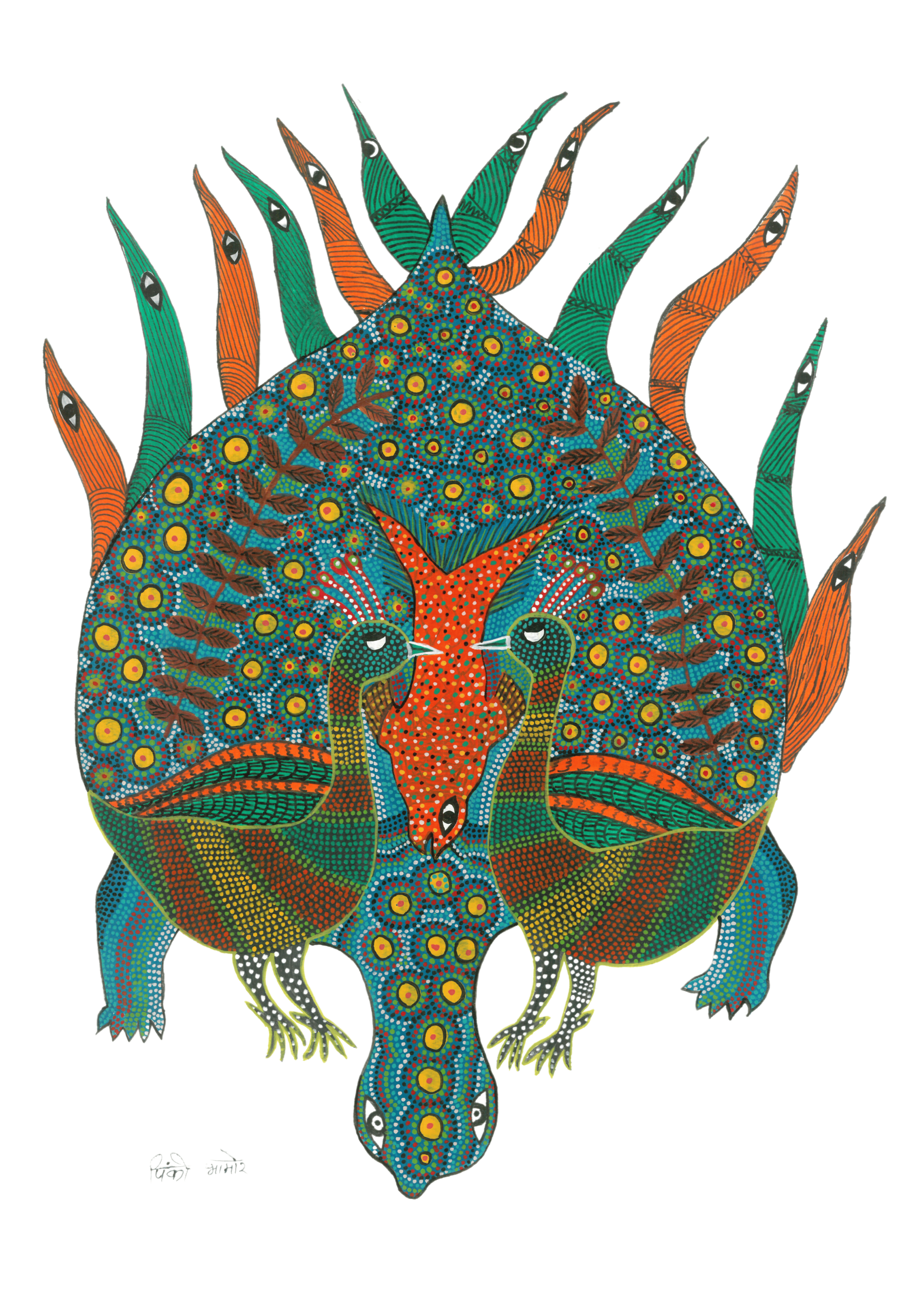 Turltle and peacocks - Bhil Artwork.png