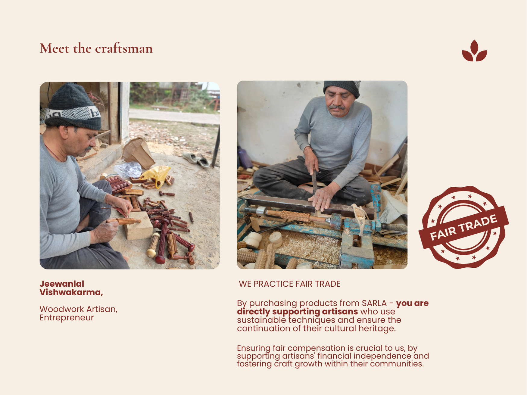 Artisan crafting wooden fascia release rollers by hand, showing the handmade production process.
