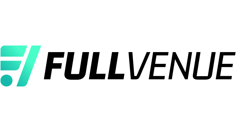 Black background with the WhiteVenu logo in the center, featuring a stylized arrow and the text 'FULLVENUE' in white.