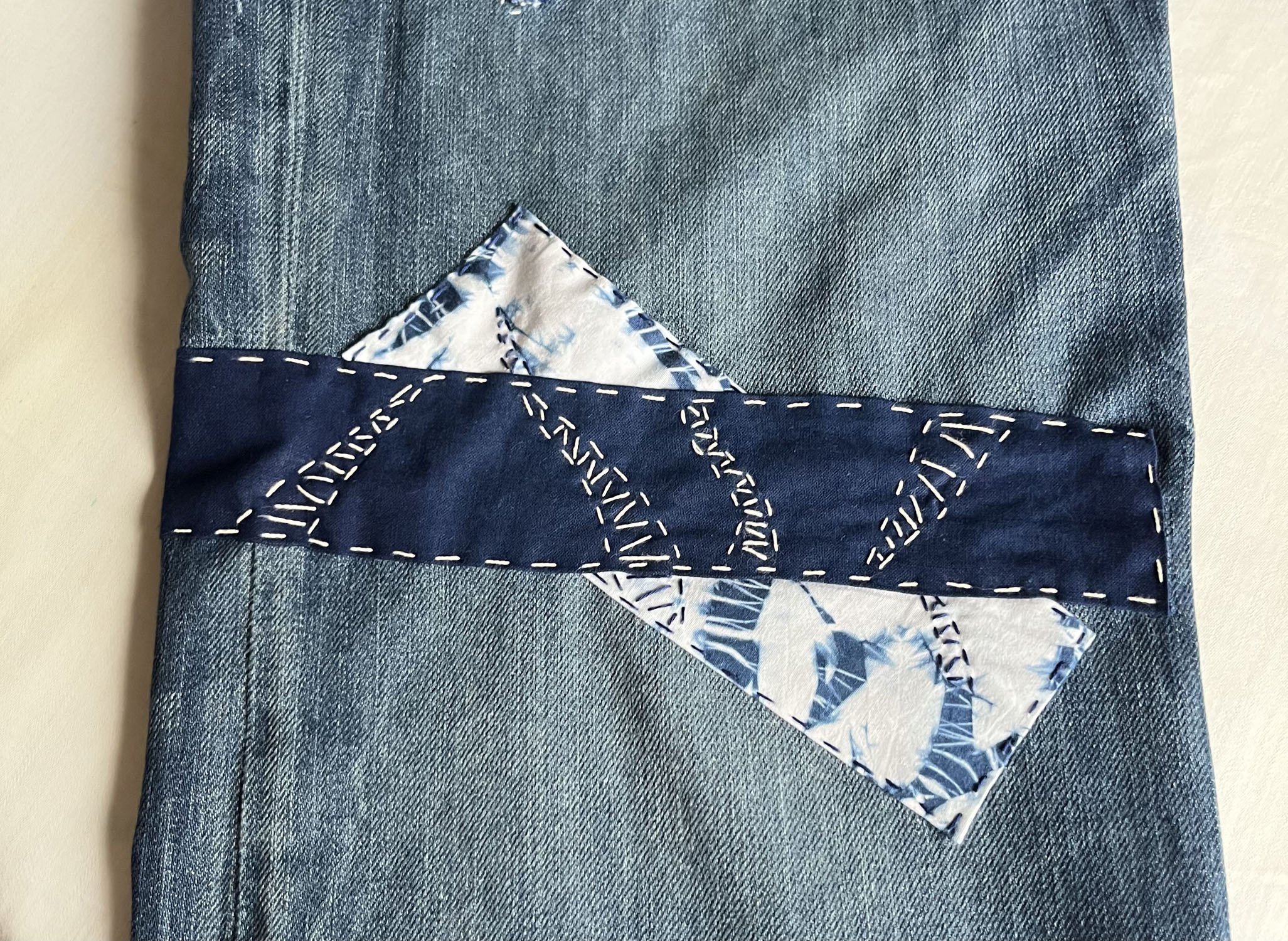Romor Designs Boro style - Shibori inspired mend in indigo dyed fabrics.jpg