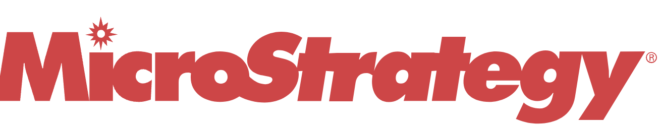 MicroStrategy logo in red with a small red starburst above the letter 'i'.