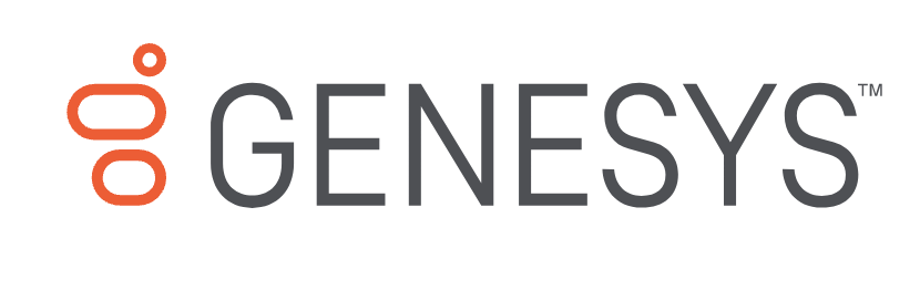 Genesys logo with stylized orange graphic and black text on a white background.