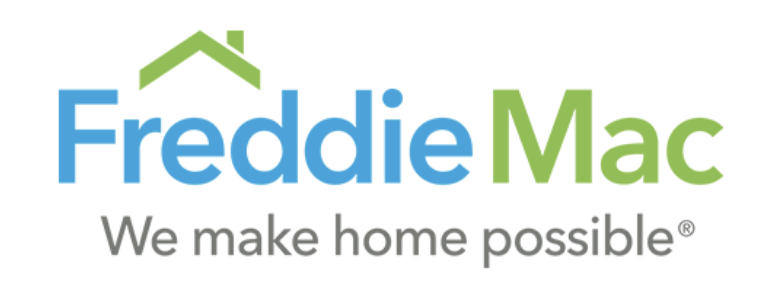 Freddie Mac logo with a green roof illustration above the text 'Freddie Mac' and the slogan 'We make home possible' below.