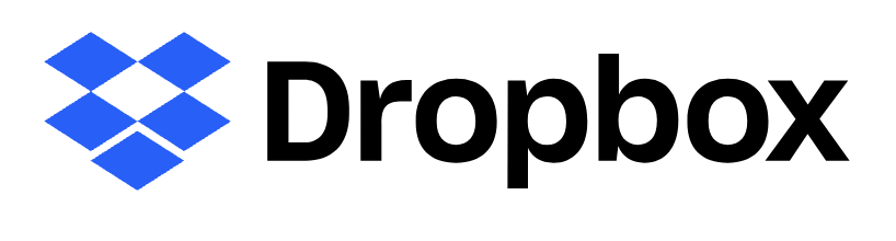 Dropbox logo with a blue geometric icon and black text
