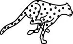 Black and white outline of a spotted lizard or gecko.