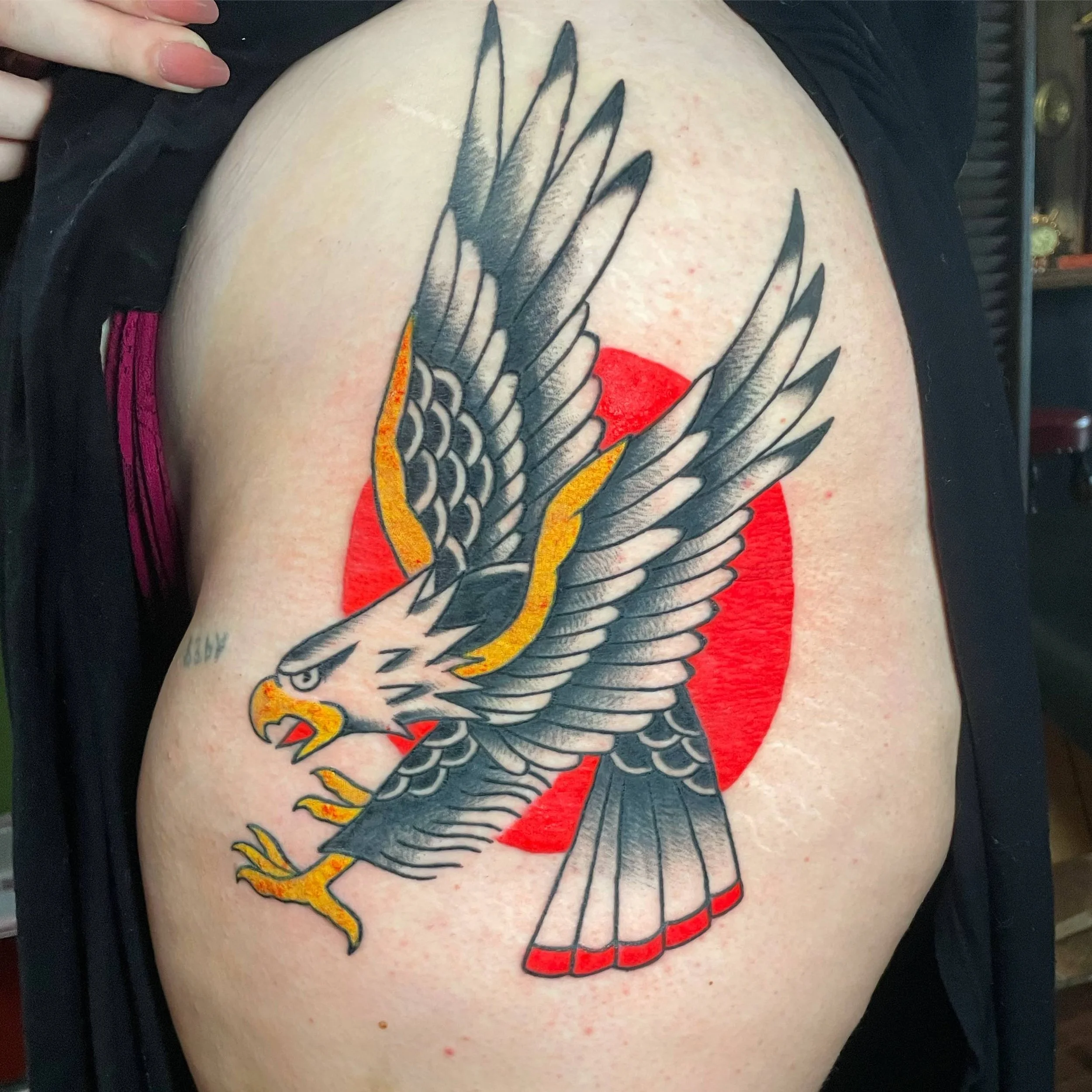 Neotraditional wolf tattoo, portfolio work by Emily Quartley at Sink or Swim Tattoo and Piercing in Niagara Falls, NY