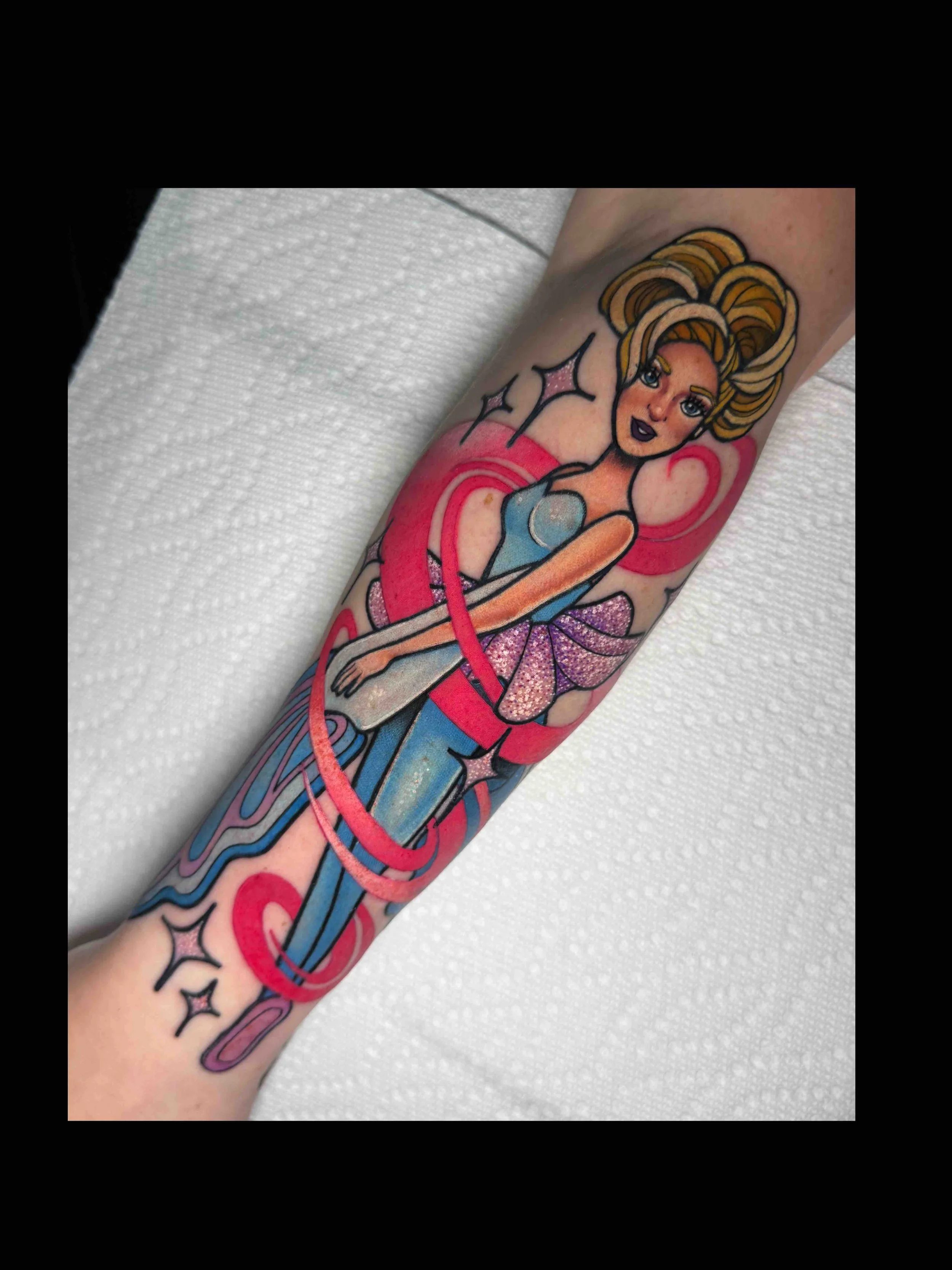Neo traditional sky dancer fairy tattoo in color portfolio work by Shannon Kuzara at Sink or Swim Tattoo and Piercing in Niagara Falls NY