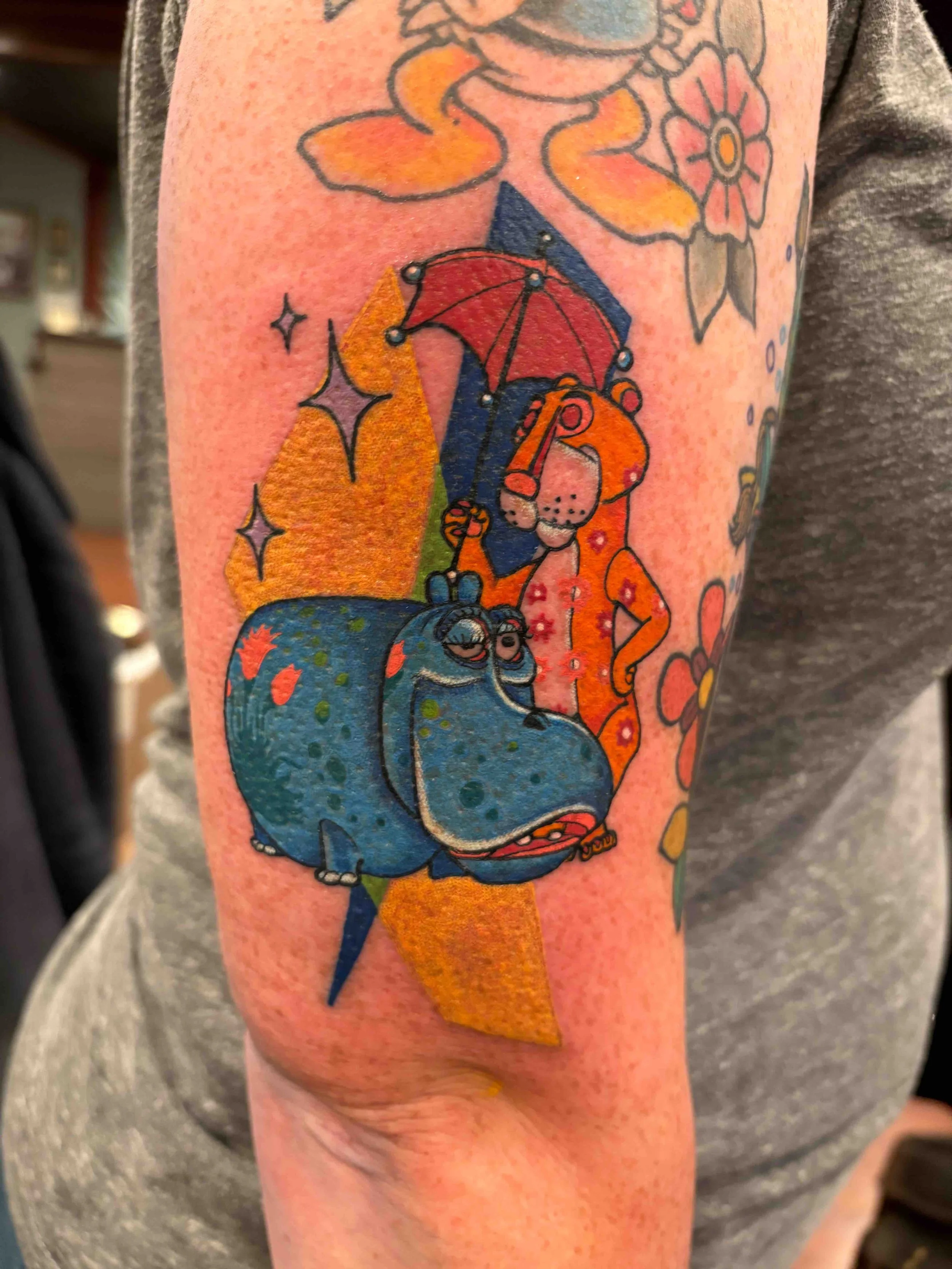 mid century modern tattoo from Disney reference, portfolio work by Samantha Sullivan at Sink or Swim Tattoo and Piercing in Niagara Falls, NY