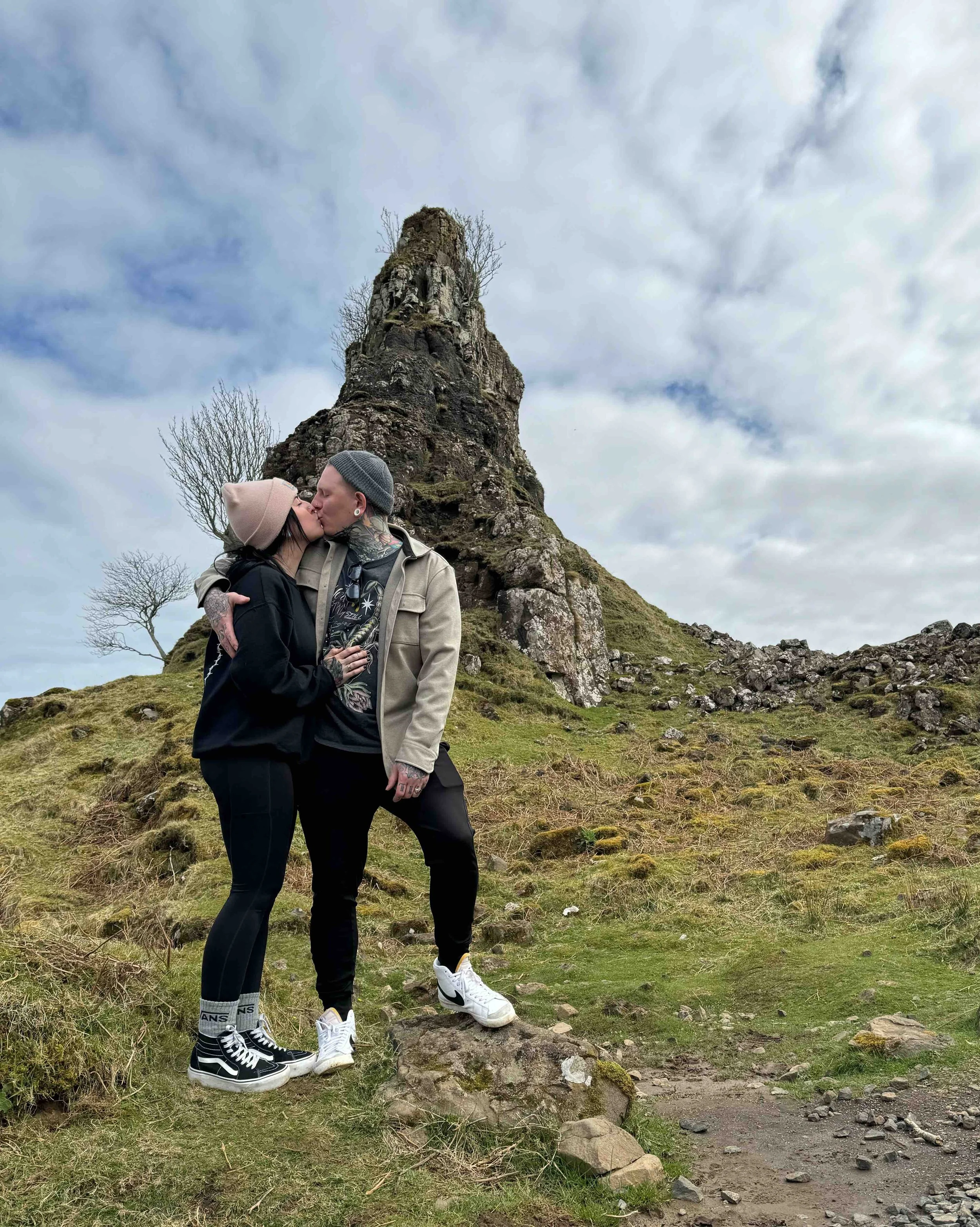 Keith and shannon kissing at a location in Scotland