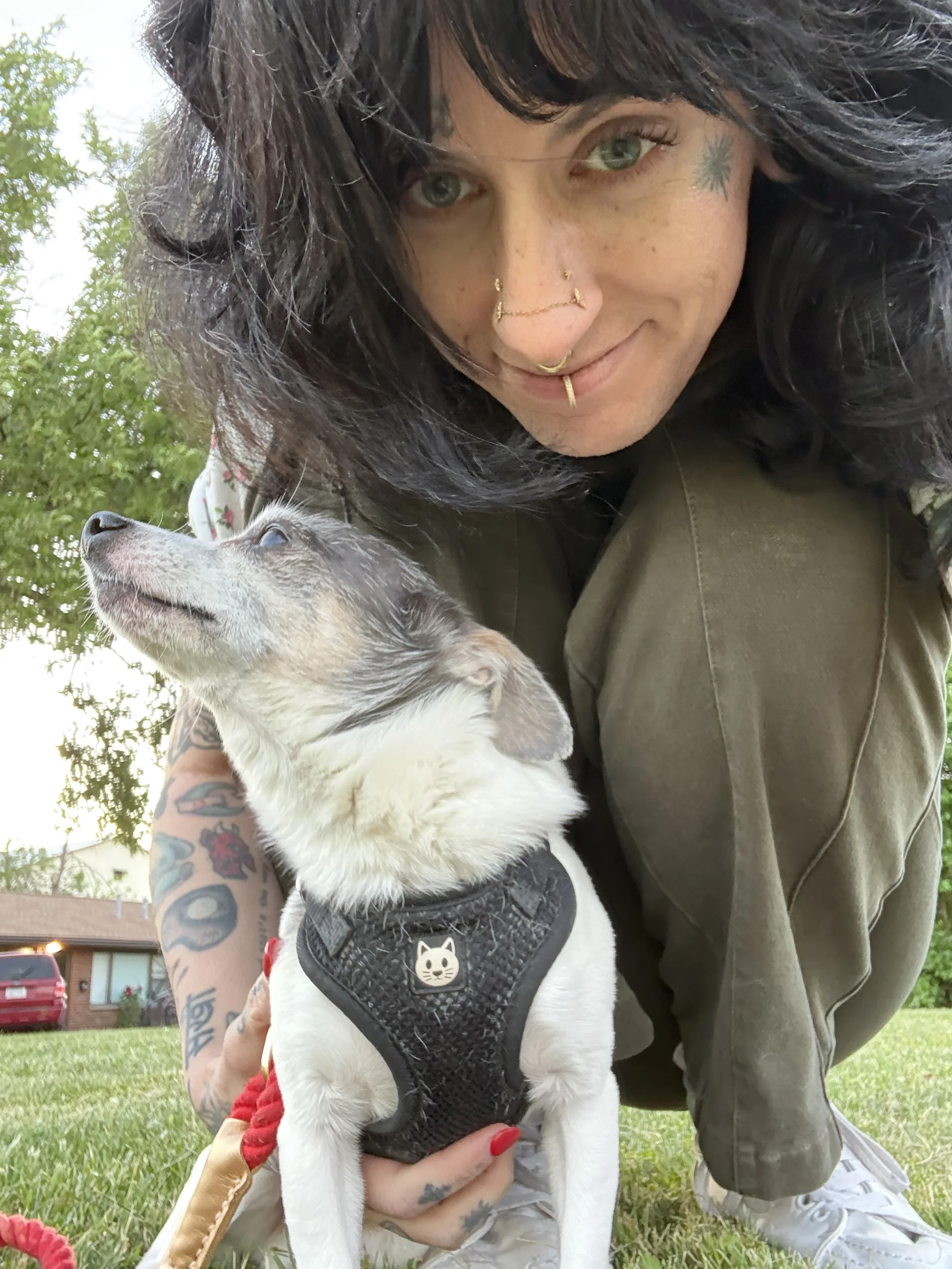 Samantha Sullivan and her dog Furby at home in Niagara Falls, NY