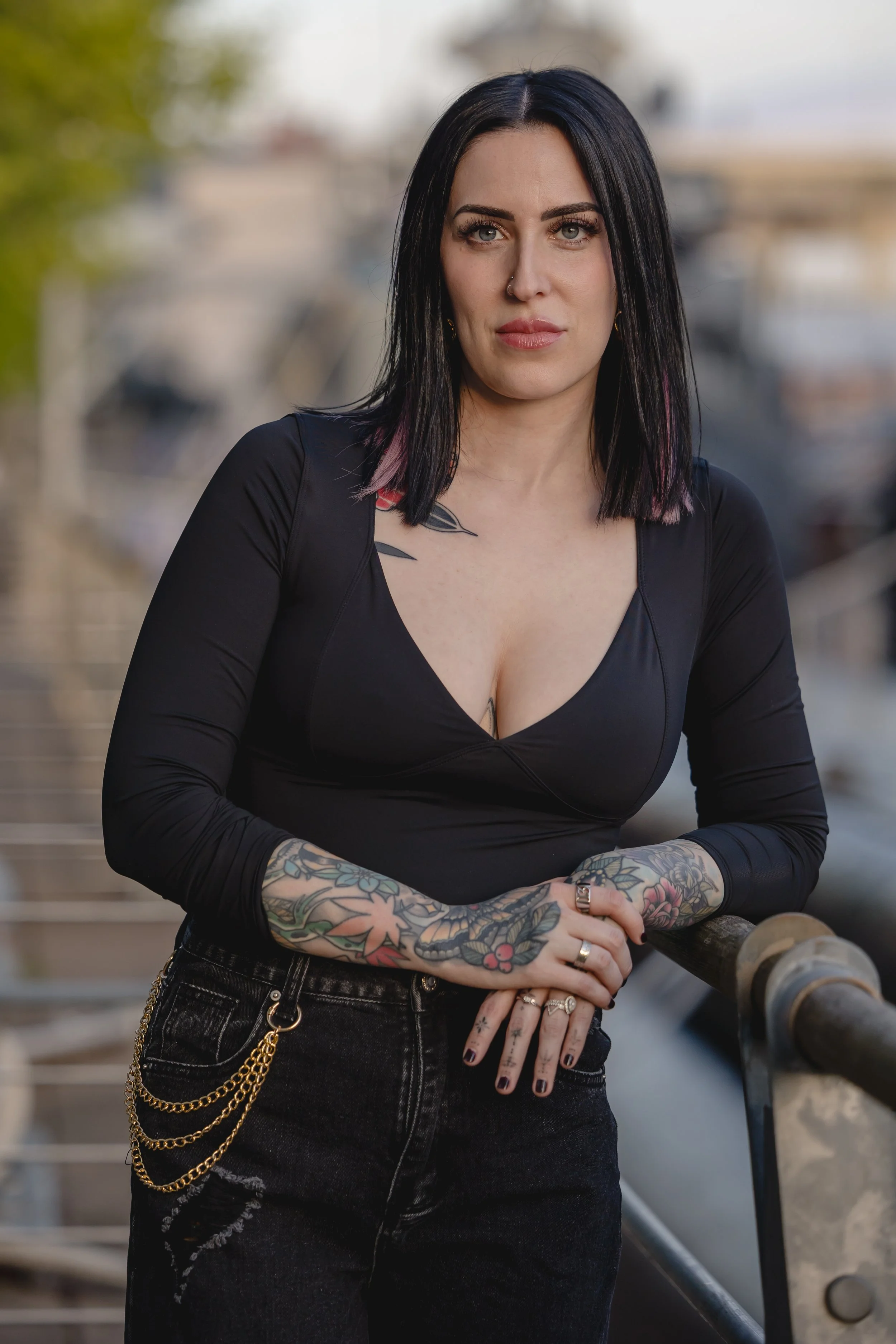 Studio headshot portrait of a resident custom tattoo artist at Sink or Swim serving the greater Lockport and Wheatfield areas
