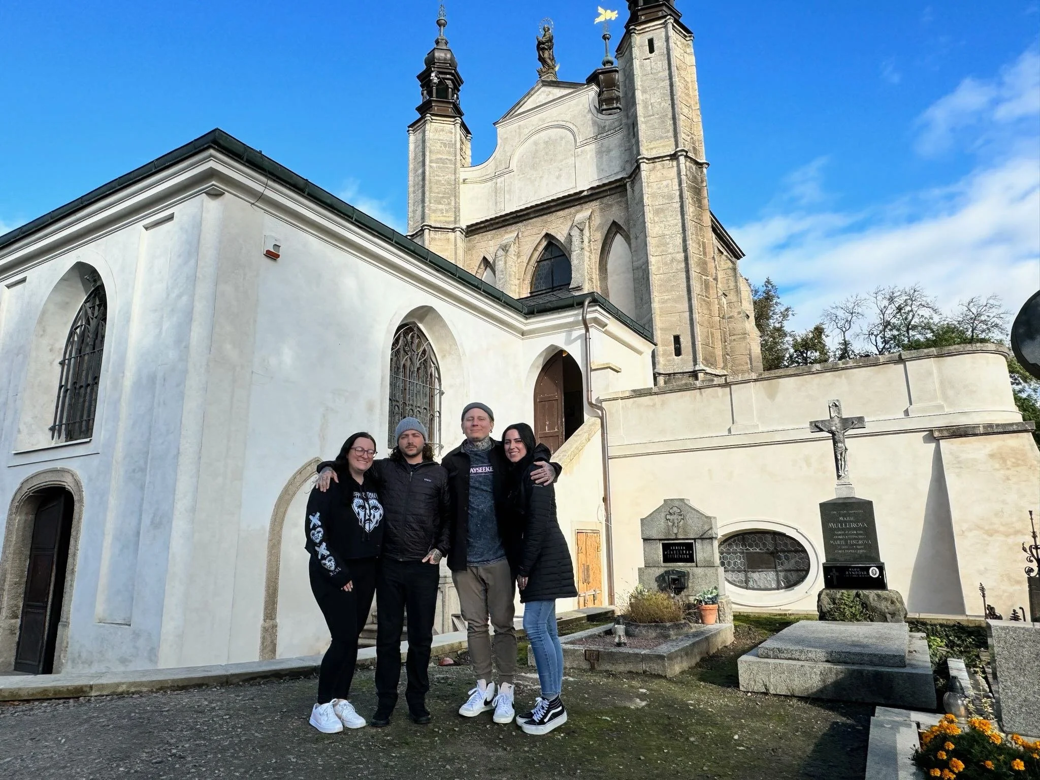 Iggy Luppino, Shannon, Keith, jenn standing outside in Germany during their frequent travels