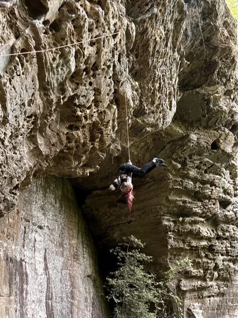 Jordy Levea lead climbing outside