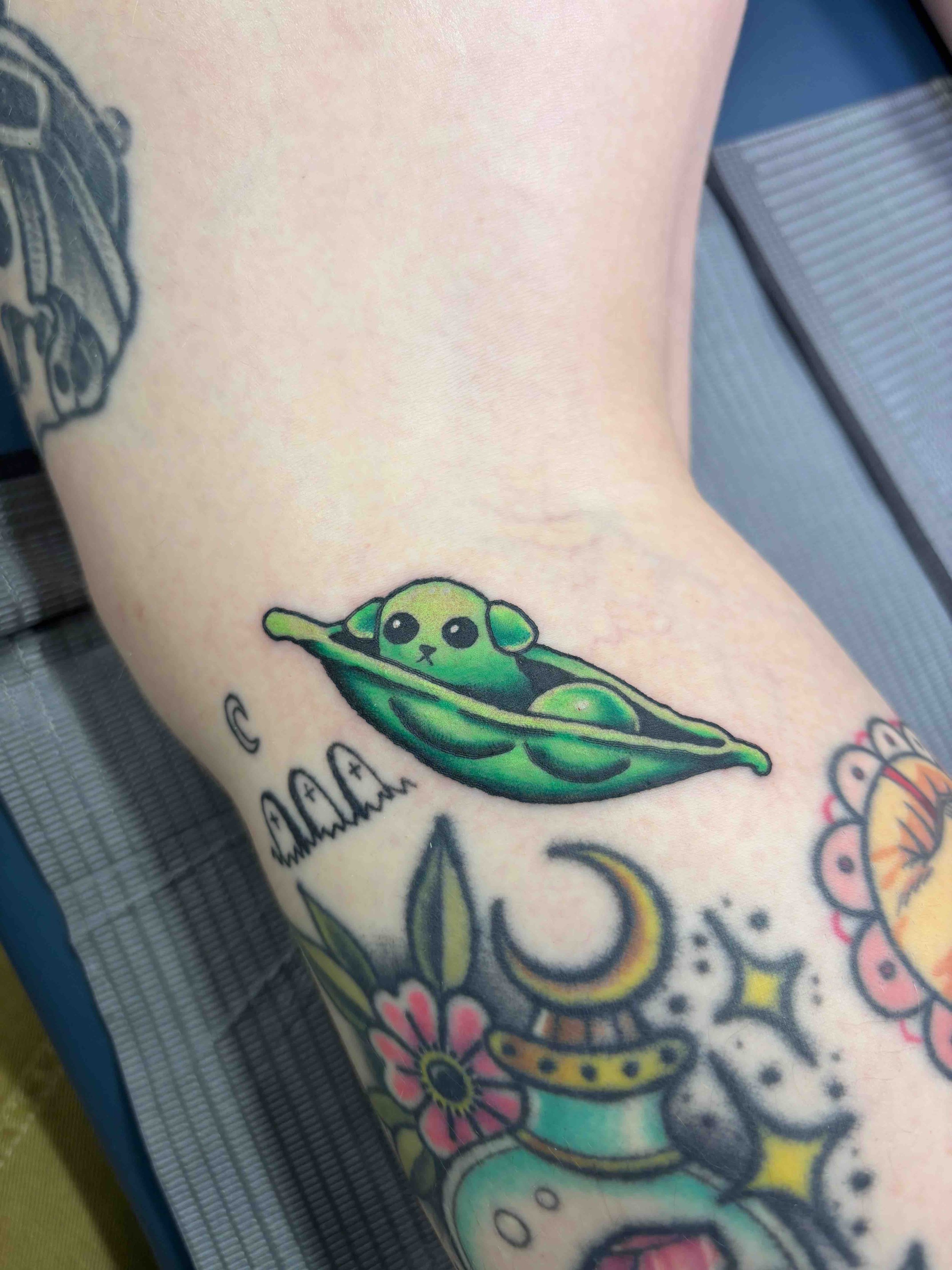 Color anime tattoo of mameshiba edamame, portfolio work by AK Zaionz at Sink or Swim in Niagara Falls NY