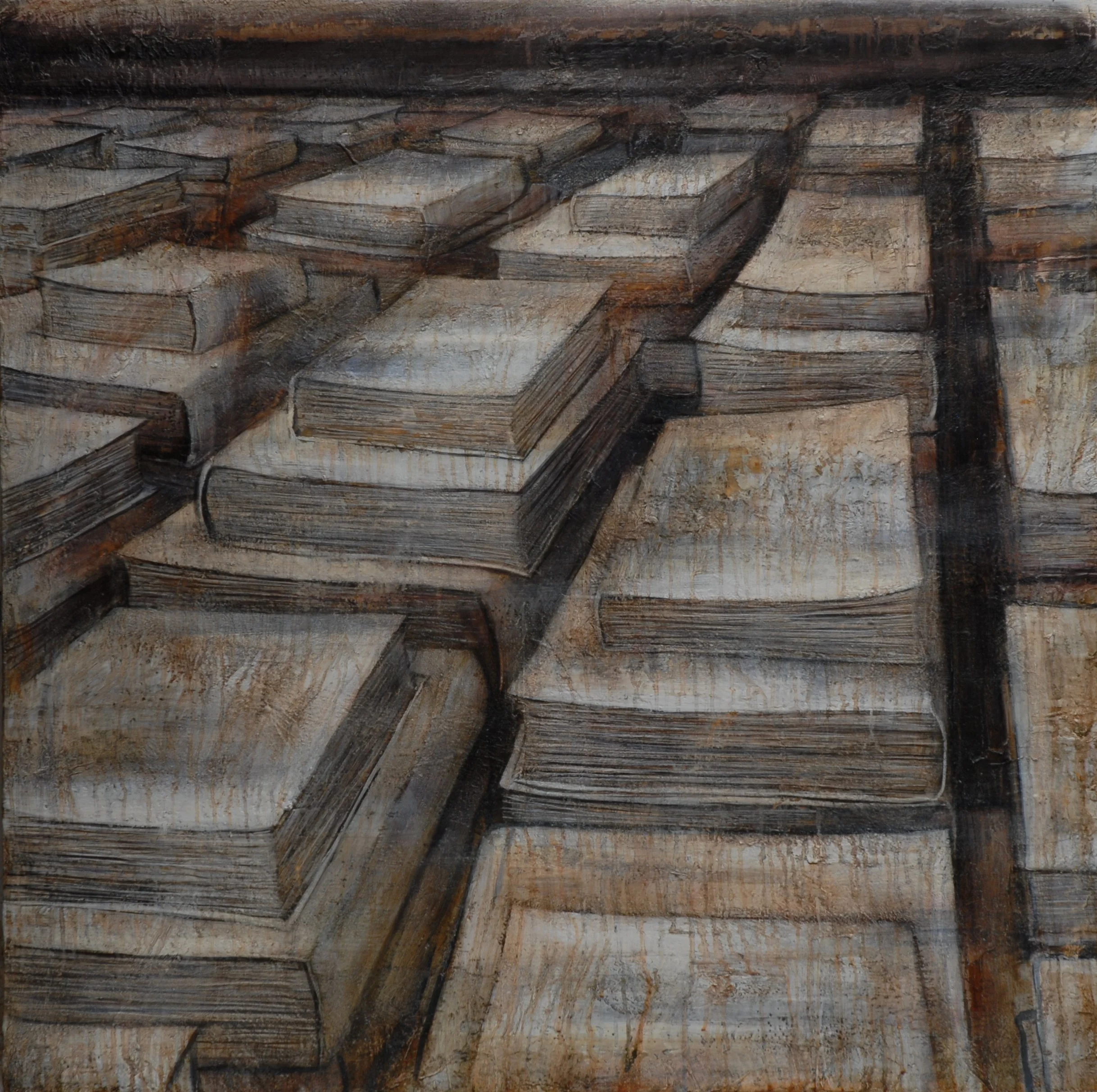 Books 2
122cm x 122cm
Oil, acrylic, wax