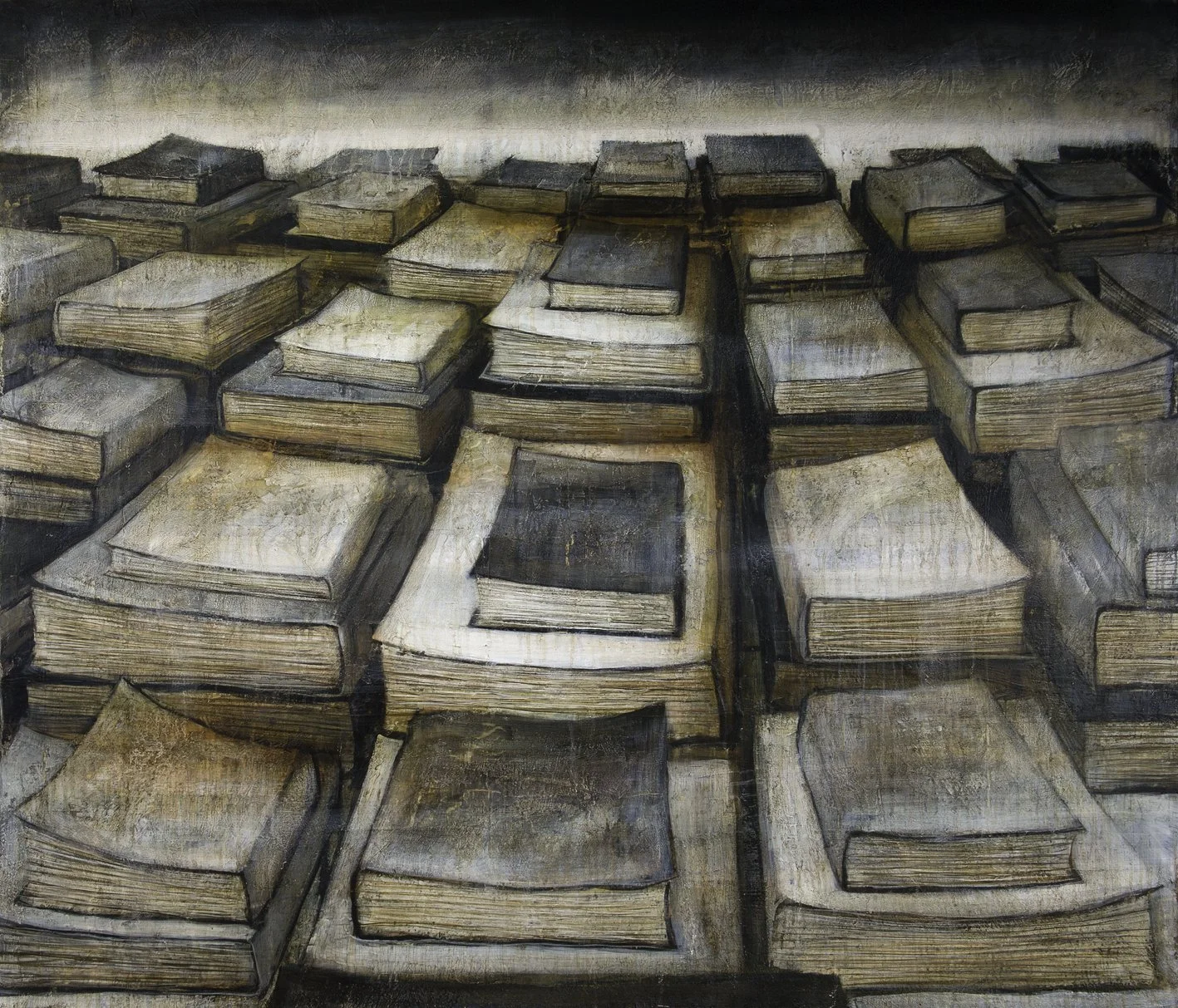 Books 1
122cm x 140cm
Oil, acrylic, wax